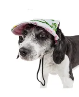 Pet Life 'Botanic Bark' Floral Uv Protectant Adjustable Fashion Dog Hat Cap