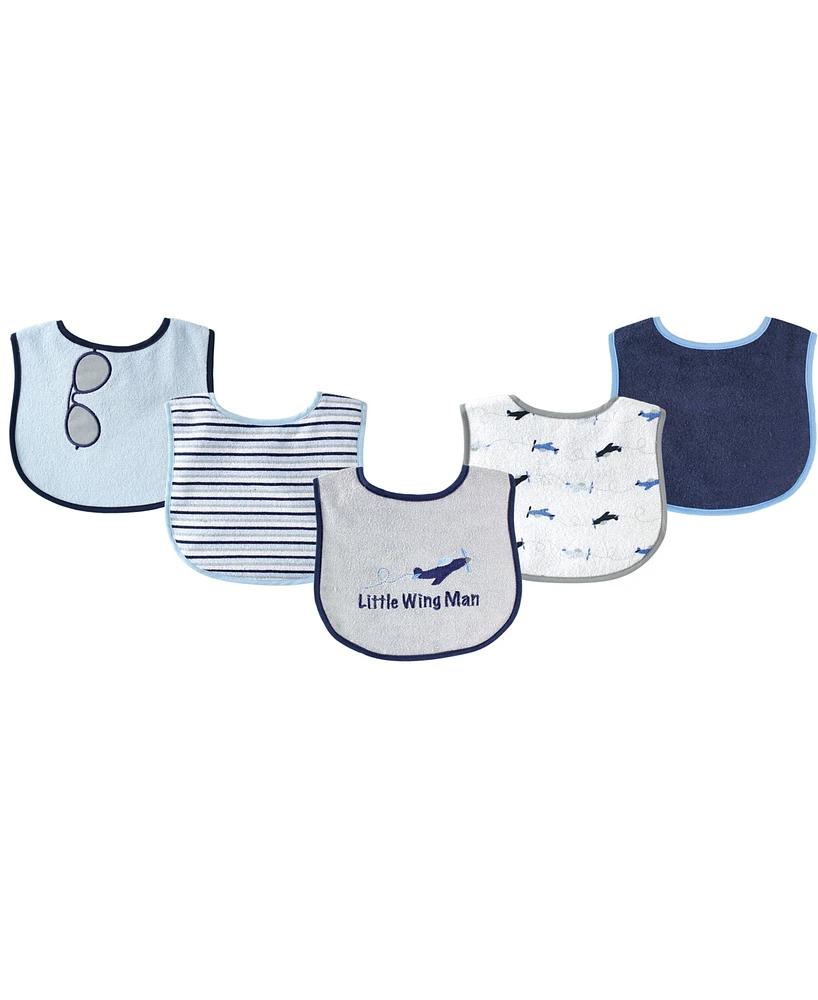 Luvable Friends Baby Boy Cotton Terry Drooler Bibs with Peva Back 5pk