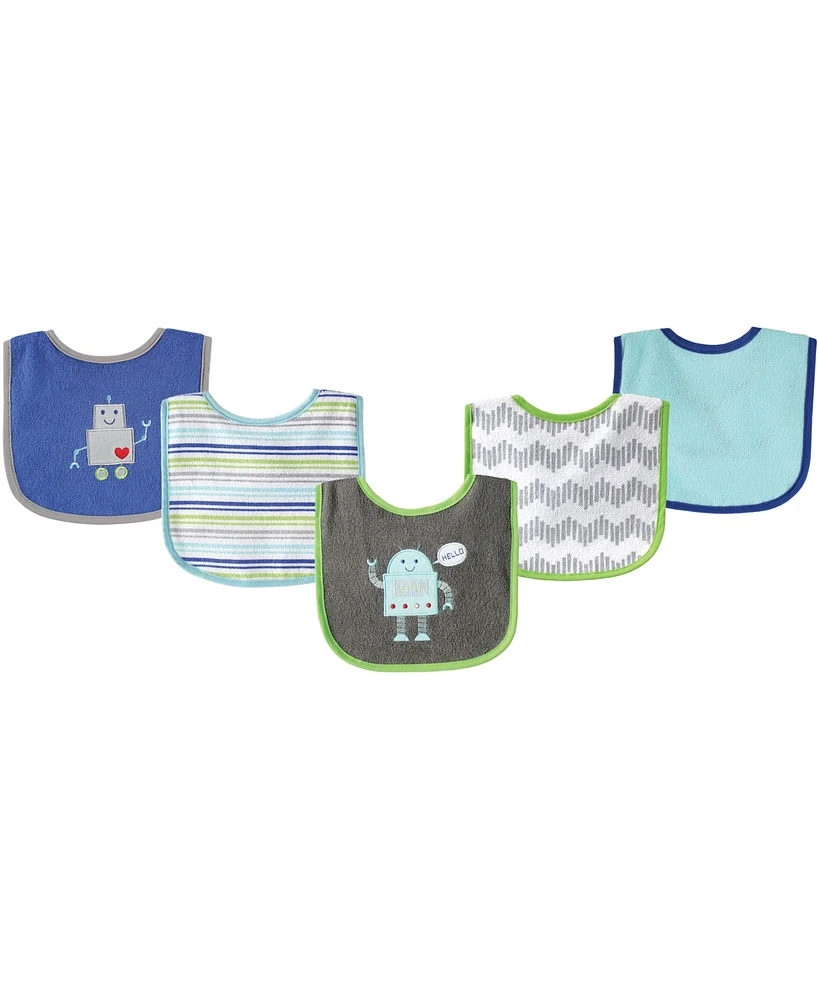 Luvable Friends Drooler Bibs with Waterproof Back, 5-Pack