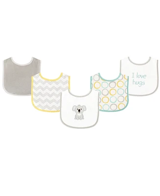 Luvable Friends Drooler Bibs with Waterproof Back, 5-Pack, One Size