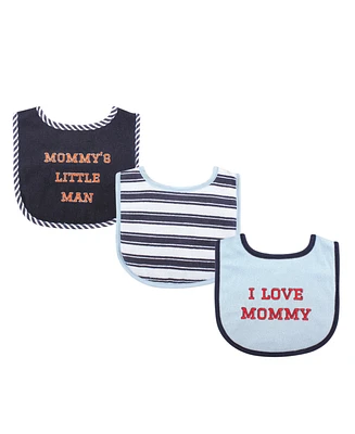 Luvable Friends Baby Boy Cotton Drooler Bibs with Fiber Filling 3pk, Mr Penguin, One