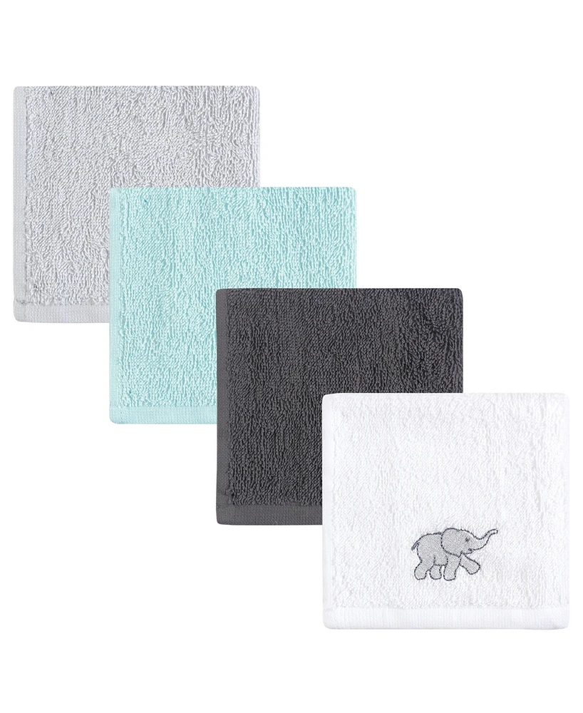 Luvable Friends Washcloths, 4-Pack, Gray Elephant, One Size