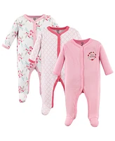 Luvable Friends Baby Girls Baby Cotton Snap Sleep and Play 3pk