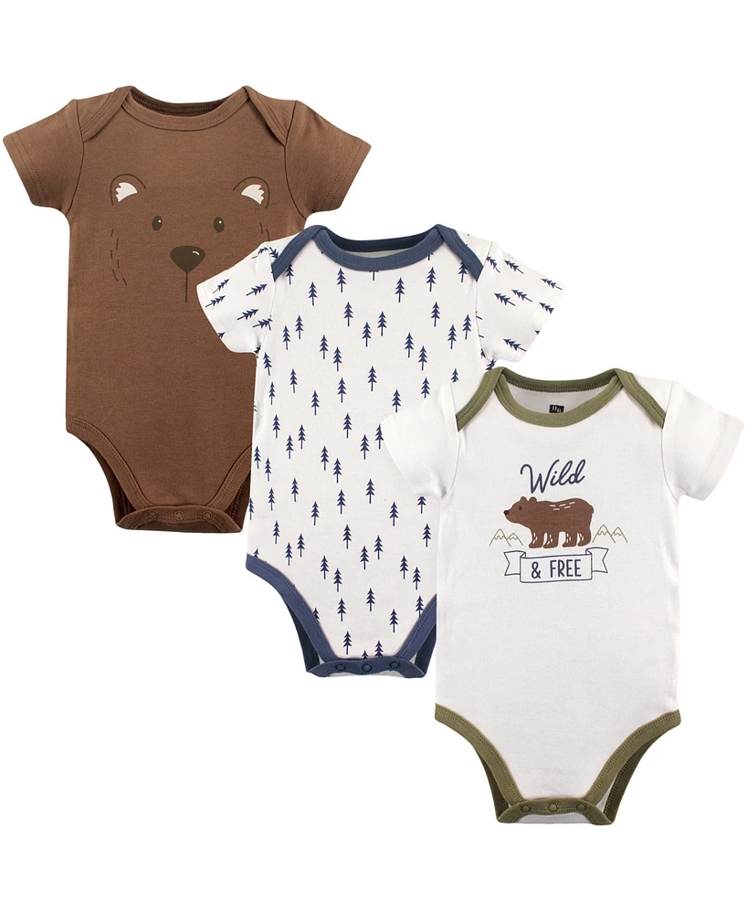 Hudson Baby Infant Boy Cotton Bodysuits 3pk, Bonjour, 18-24 Months