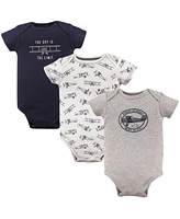 Hudson Baby Bodysuits, 3-Pack, 0-24 Months