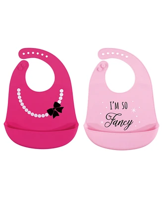 Hudson Baby Infant Girl Silicone Bibs 2pk, Strawberry, One