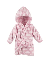 Hudson Baby Girls Plush Animal Face Bathrobe, Pretty Elephant, 0-9 Months