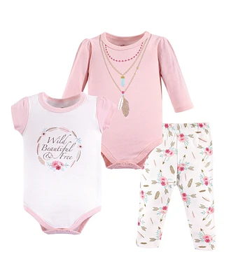 Little Treasure Baby Girls Cotton Bodysuit and Pant Set