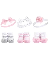 Hudson Baby Infant Girl Headband and Socks Giftset 6pc