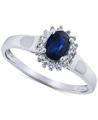 Sapphire (5/8 ct. t.w.) & Diamond (1/8 ct. t.w.) Statement Ring in 14k White Gold