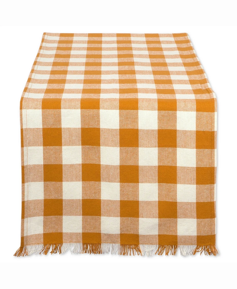 Heavyweight Check Fringed Table Runner