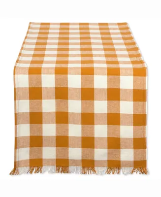 Heavyweight Check Fringed Table Runner