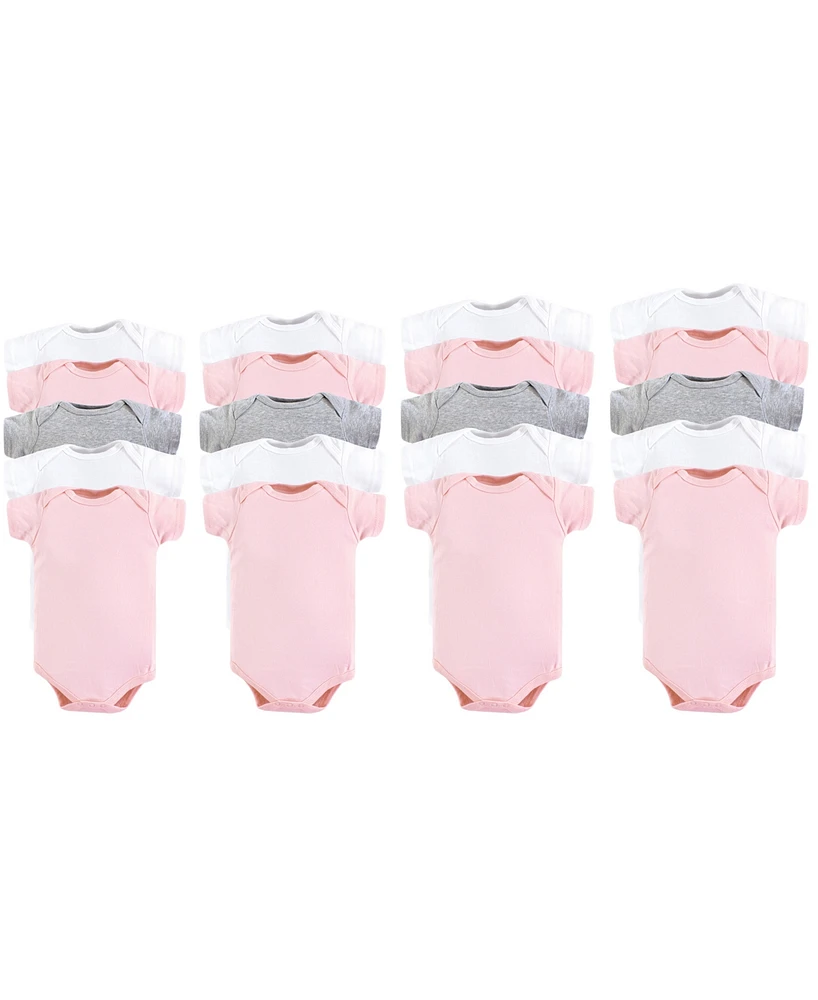 Luvable Friends Baby Girl Cotton Bodysuits 20pk, Pink Gray, 0-12 Months