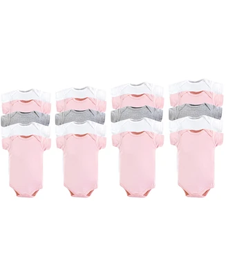 Luvable Friends Baby Girl Cotton Bodysuits 20pk, Pink Gray, 0-12 Months