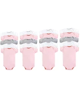 Luvable Friends Baby Girl Cotton Bodysuits 20pk, Pink Gray, 0-12 Months