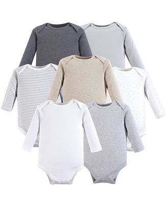 Hudson Baby Boys Unisex Cotton Long-Sleeve Bodysuits, Happy Planets 7-Pack