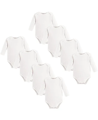 Touched by Nature Organic Cotton Long-Sleeve Bodysuits 8pk, White, 18-24 Months