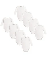 Touched by Nature Organic Cotton Long-Sleeve Bodysuits 8pk, White, 18-24 Months