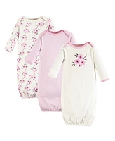 Touched by Nature Baby Boys Organic Cotton Long-Sleeve Gowns 3pk Set, Dino, 0-6 Months