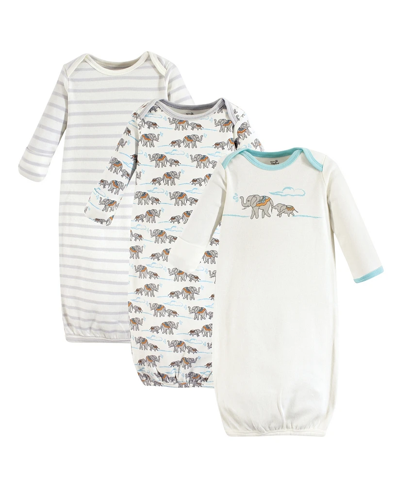 Touched by Nature Baby Boys Organic Cotton Long-Sleeve Gowns 3pk Set, Dino, 0-6 Months