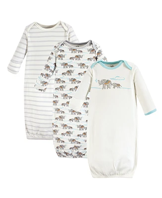 Touched by Nature Baby Boys Organic Cotton Long-Sleeve Gowns 3pk Set, Dino, 0-6 Months