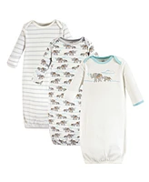 Touched by Nature Baby Boys Organic Cotton Long-Sleeve Gowns 3pk Set, Dino, 0-6 Months