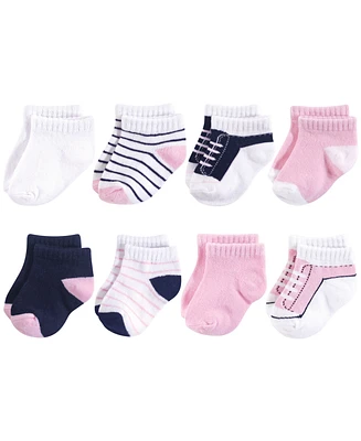 Yoga Sprout Baby Girls Socks, Light Pink Navy, 0-6 Months