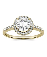 Moissanite Round Halo Ring (1-1/3 ct. t.w. Diamond Equivalent) 14k Gold or White Rose