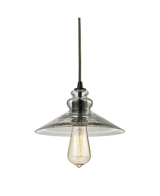 Hammered Glass Collection 1 Light Mini Pendant in Oil Rubbed Bronze