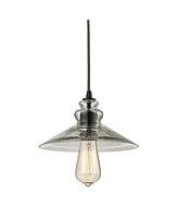 Hammered Glass Collection 1 Light Mini Pendant in Oil Rubbed Bronze