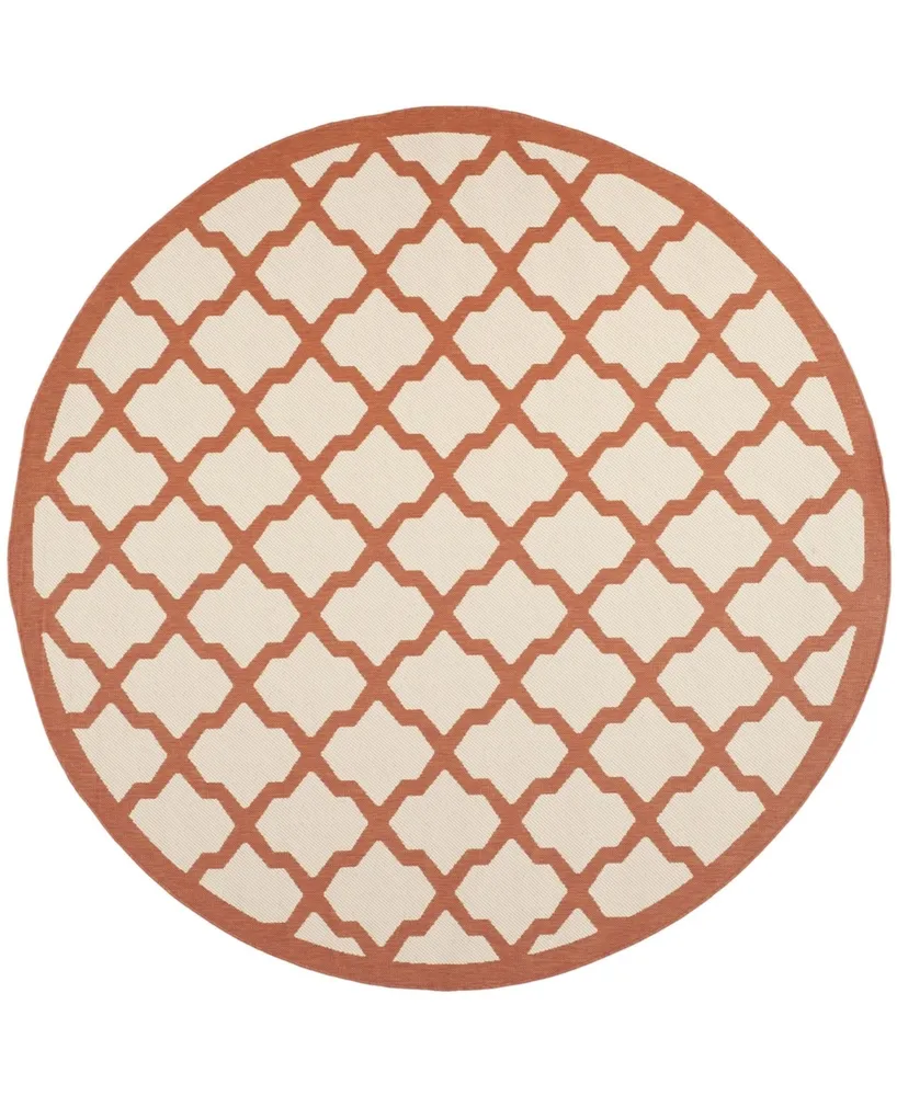 Safavieh Courtyard CY6903 Beige and Terracotta 7'10" x 7'10" Sisal Weave Round Outdoor Area Rug