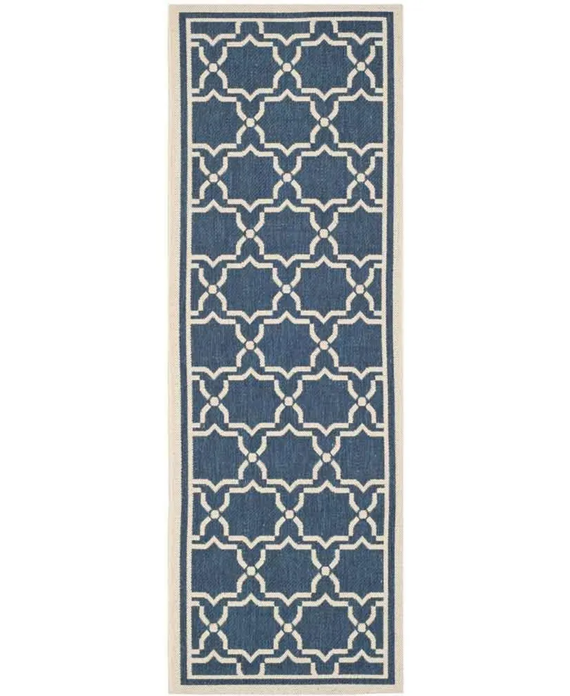 Safavieh Courtyard CY6916 Navy and Beige 2'3" x 6'7" Sisal Weave Runner Outdoor Area Rug