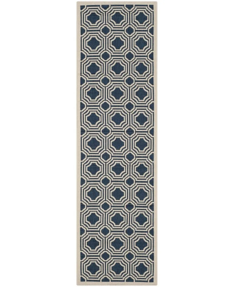 Safavieh Courtyard CY6112 Navy and Beige 2'3" x 8' Runner Outdoor Area Rug