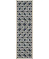 Safavieh Courtyard CY6112 Navy and Beige 2'3" x 8' Runner Outdoor Area Rug