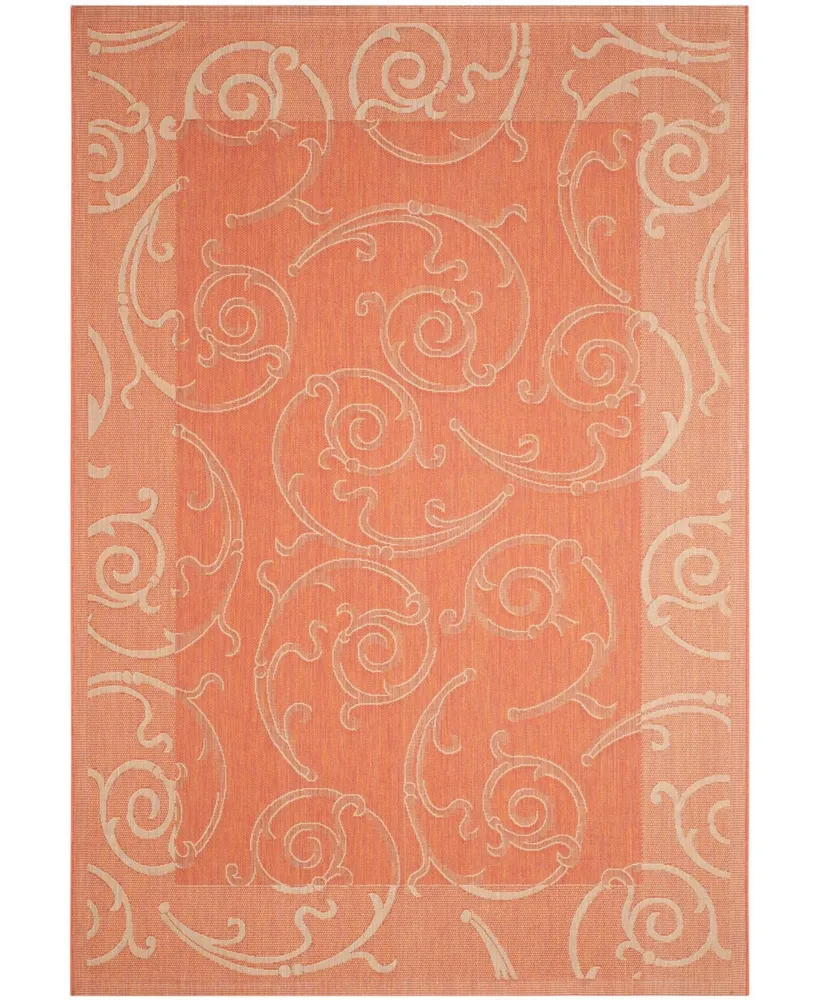 Safavieh Courtyard CY2665 Terracotta and Natural 6'7" x 6'7" Square Outdoor Area Rug