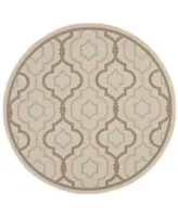 Safavieh Courtyard CY7938 Beige and Dark Beige 6'7" x 6'7" Round Outdoor Area Rug