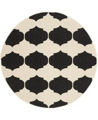 Safavieh Courtyard CY6162 Beige and Black 5'3" x 5'3" Sisal Weave Round Outdoor Area Rug