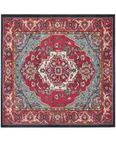 Safavieh Monaco MNC207 Red and Turquoise 6'7" x 6'7" Square Area Rug