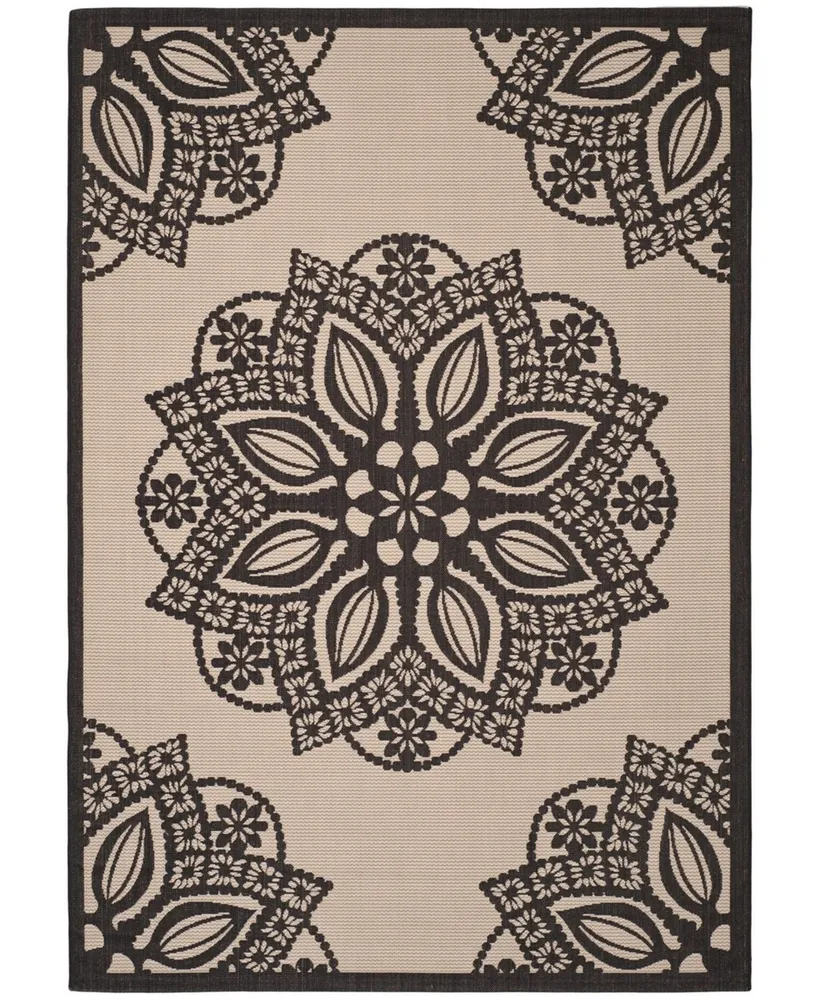 Safavieh Courtyard CY6139 Beige and Black 4' x 5'7" Sisal Weave Outdoor Area Rug