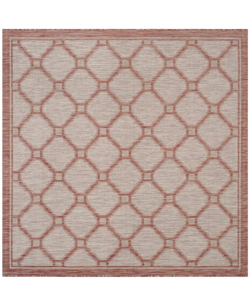 Safavieh Courtyard CY8474 Red and Beige 6'7" x 6'7" Sisal Weave Square Outdoor Area Rug