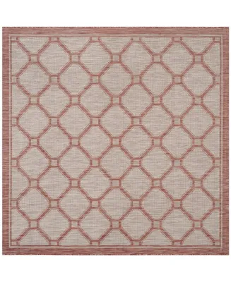 Safavieh Courtyard CY8474 Red and Beige 6'7" x 6'7" Sisal Weave Square Outdoor Area Rug