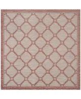 Safavieh Courtyard CY8474 Red and Beige 6'7" x 6'7" Sisal Weave Square Outdoor Area Rug