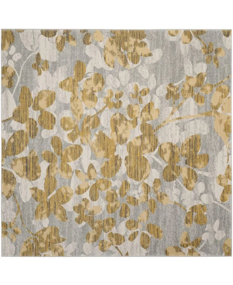 Safavieh Evoke EVK236 Gray and Gold 6'7" x 6'7" Square Area Rug