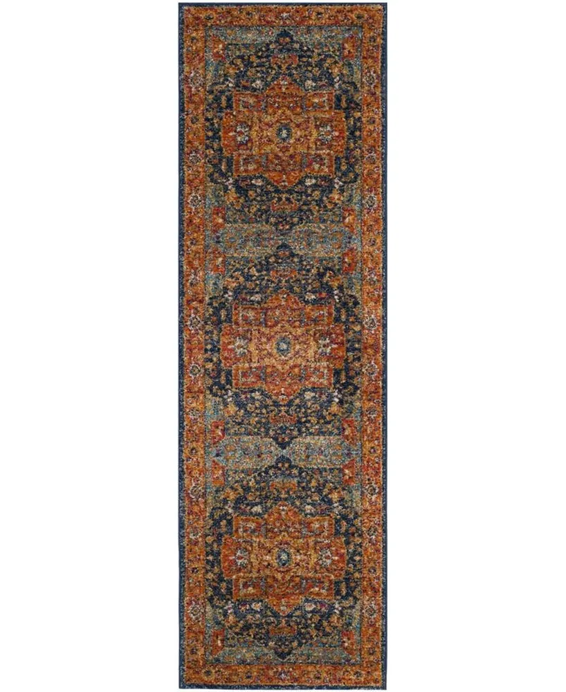 Safavieh Evoke EVK275 Blue and Orange 2'2" x 9' Runner Area Rug