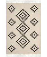 Safavieh Moroccan Fringe Shag MFG246 Cream and Charcoal 5'1" X 7'6" Area Rug