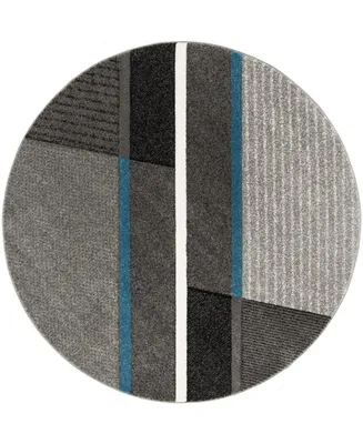 Safavieh Hollywood HLW711 Gray and Teal 6'7" x 6'7" Round Area Rug