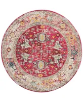 Safavieh Monaco MNC256 Fuchsia and Light Gray 6'7" x 6'7" Round Area Rug