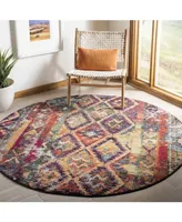 Safavieh Monaco MNC264 Purple and Orange 6'7" x 6'7" Round Area Rug