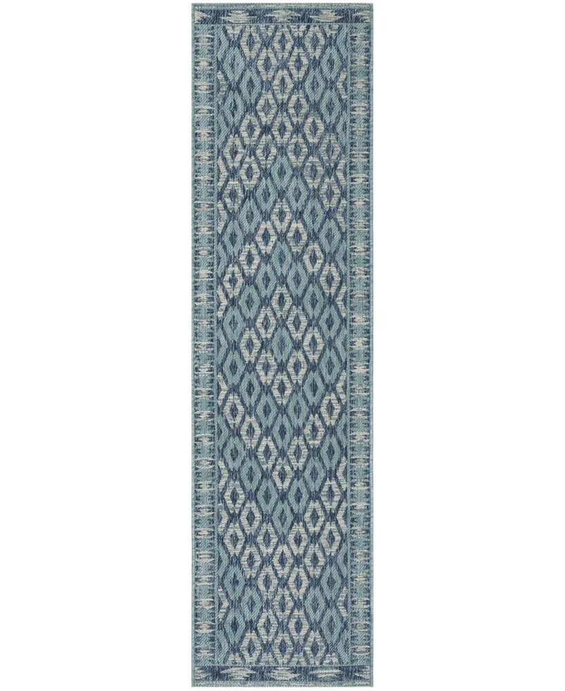 Safavieh Courtyard CY8531 Navy and Aqua 2'3" x 10' Sisal Weave Runner Outdoor Area Rug