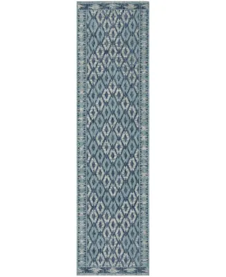 Safavieh Courtyard CY8531 Navy and Aqua 2'3" x 10' Sisal Weave Runner Outdoor Area Rug